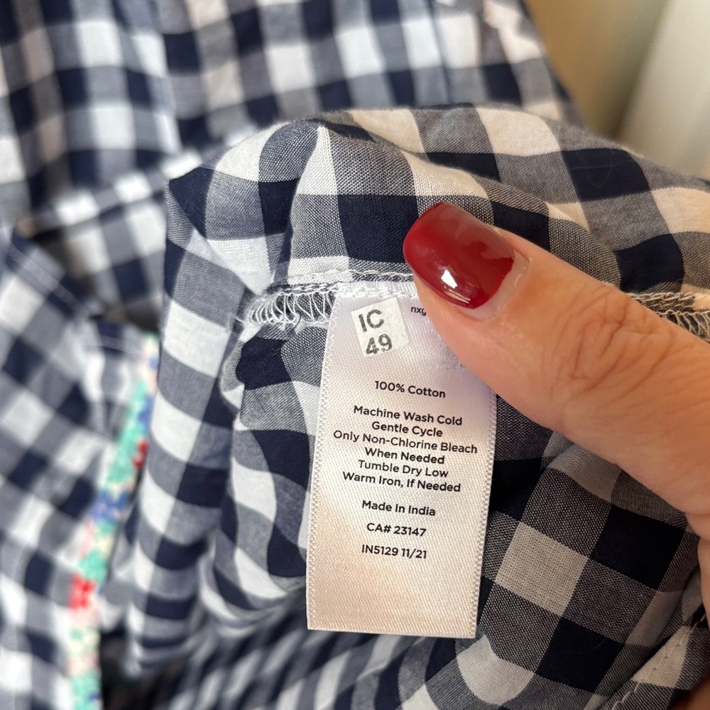Talbots Navy White Gingham Checkered Button-Up Co… - image 7